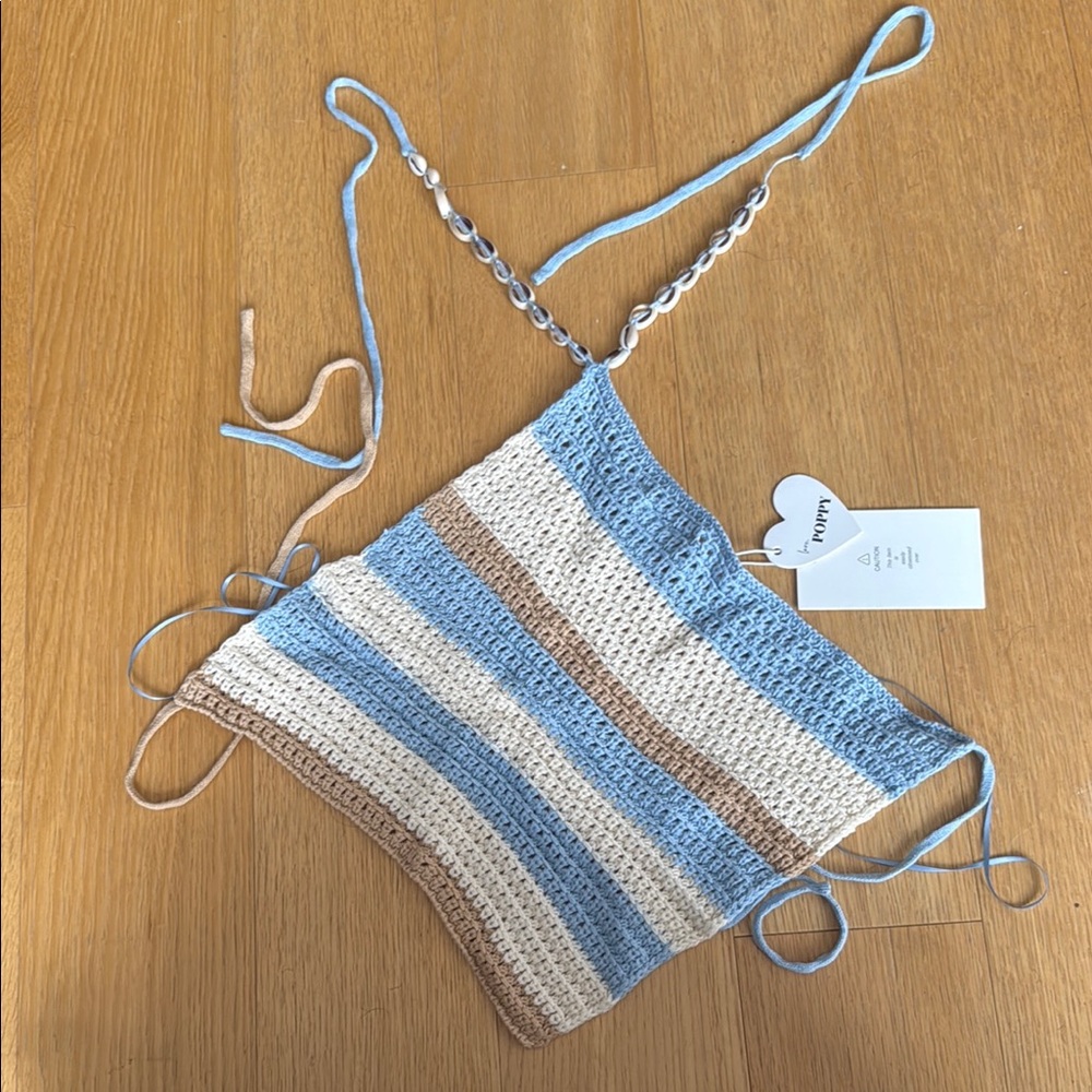 Striped Crochet Halter Top